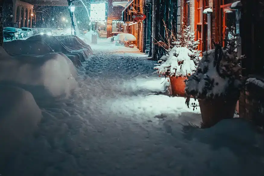 Commercial Property with fresh snow that needs shoveling.